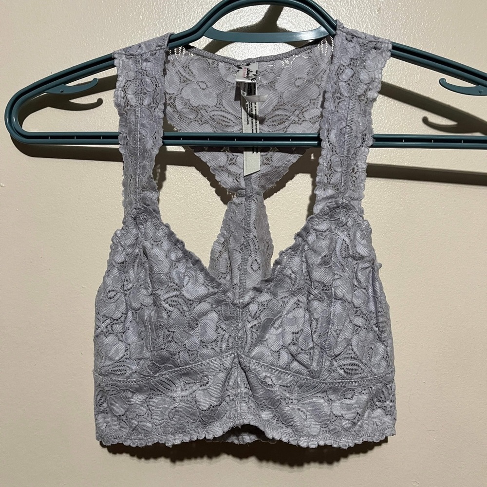 FREE PEOPLE INTIMATELY DOVE GREY LACE BRALETTE